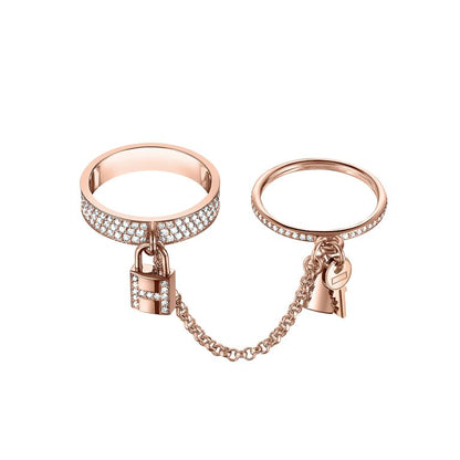 ¡®Aura Jewels¡¯HM KELLY CLOCHETTE DOUBLE RING IN  WITH DIAMONDS