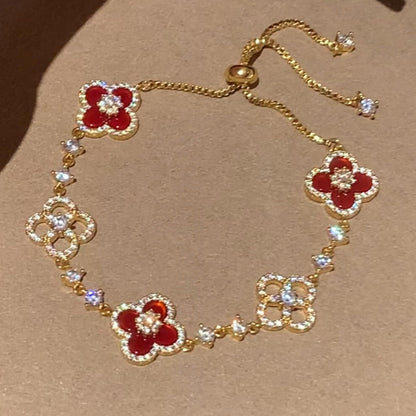 ¡®Aura Jewels¡¯CLOVER 5 MOTIF PINK BLUE RED WHITE BRACELET