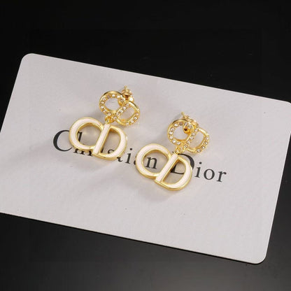 [Aura Jewels]Gold CD Letter Stud Earrings