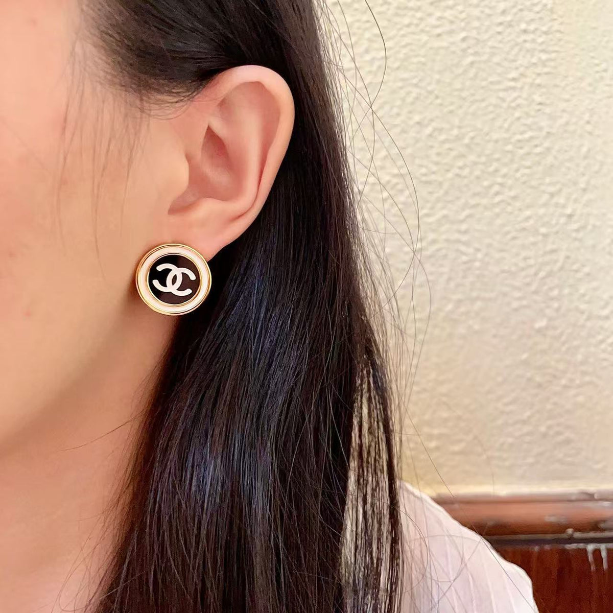 [Aura Jewels]Classic Double C Stud Earrings