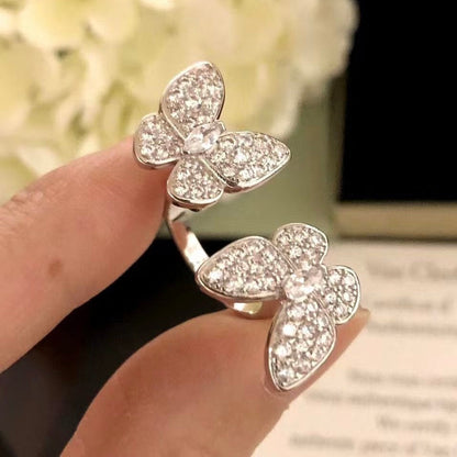 ¡®Aura Jewels¡¯TWIN SILVER BUTTERFLY DIAMOND RING