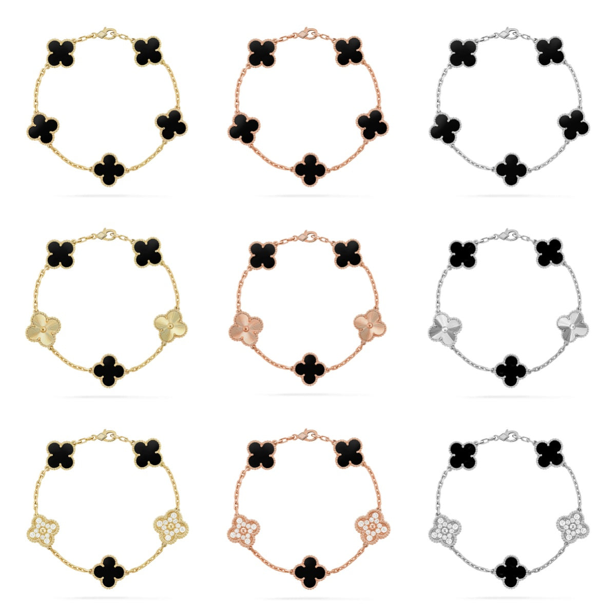 [Aura Jewels]New CLOVER 5 MOTIF ONYXS BRACELET COLLECTION