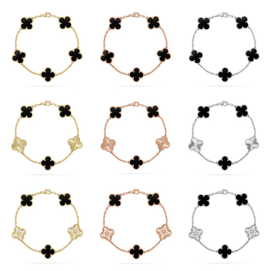 [Aura Jewels]New CLOVER 5 MOTIF ONYXS BRACELET COLLECTION