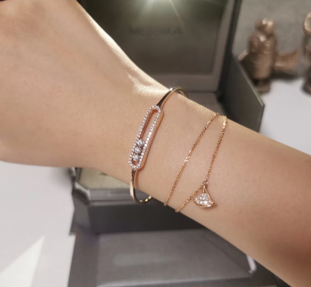 [Aura Jewels]Move Pavé Diamond Bangle Bracelet M
