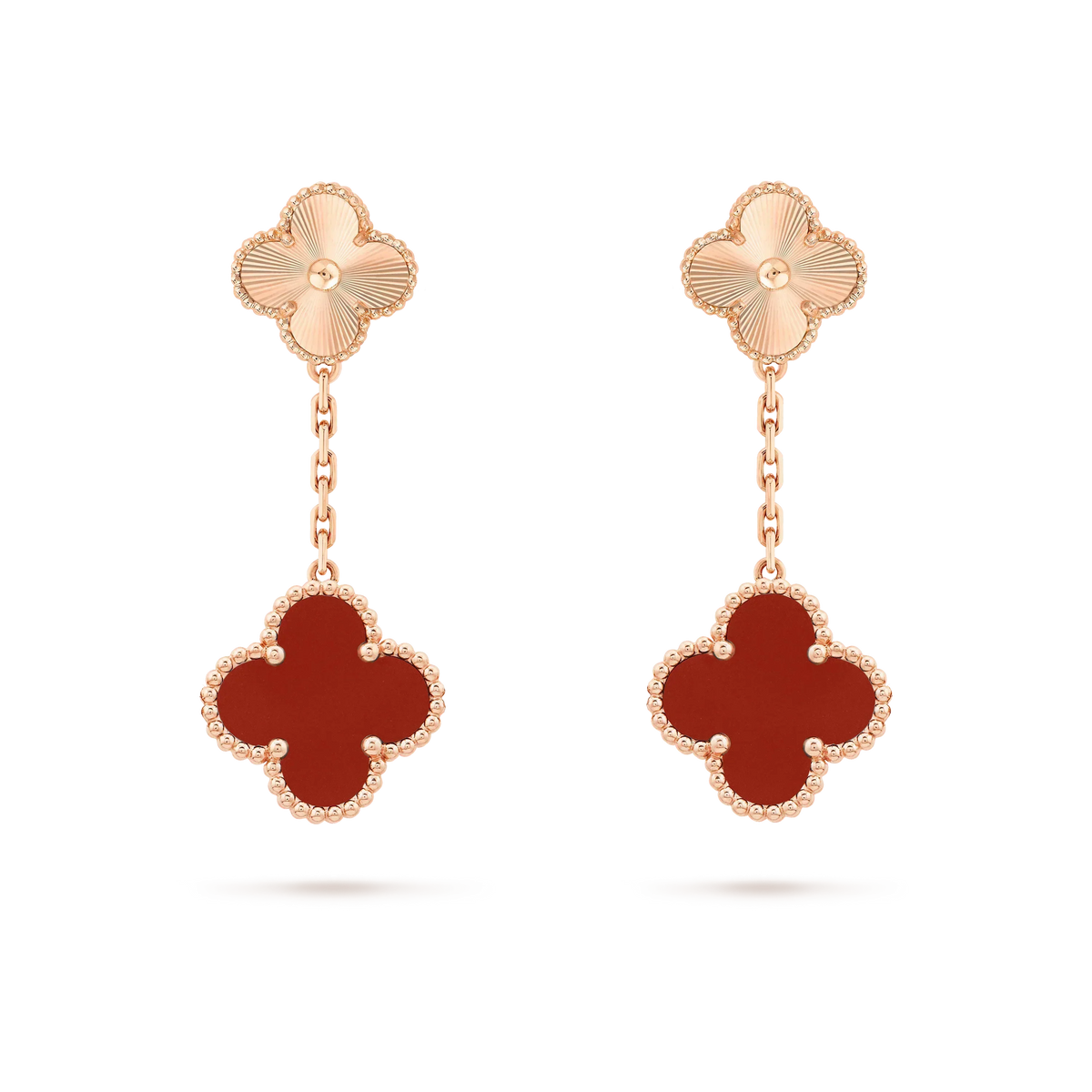 ¡®Aura Jewels¡¯CLOVER 2 MOTIF  LASER CARNELIAN EARRINGS