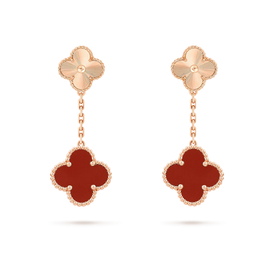 ¡®Aura Jewels¡¯CLOVER 2 MOTIF  LASER CARNELIAN EARRINGS