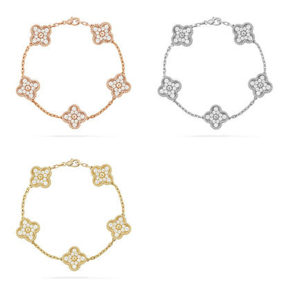 [Aura Jewels] New  CLOVER 5 MOTIF FULL DIAMOND BRACELET COLLECTION