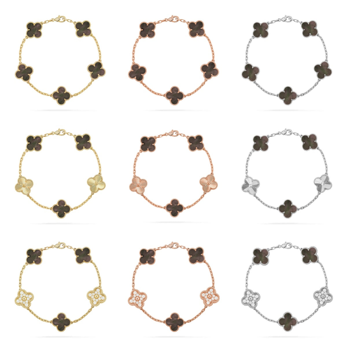 [Aura Jewels]New CLOVER 5 MOTIF GRAY MOP BRACELET COLLECTION