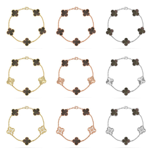 [Aura Jewels]New CLOVER 5 MOTIF GRAY MOP BRACELET COLLECTION