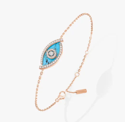 [Aura Jewels]M LUCKY EYE TURQUOISE ROSE GOLD BRACELET