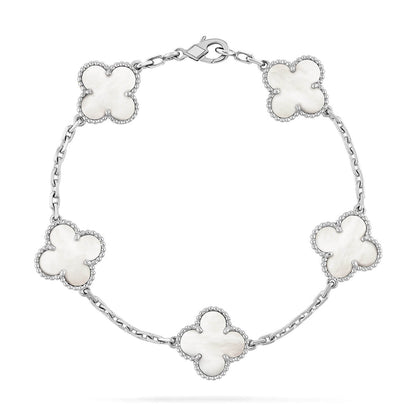 [Aura Jewels]New CLOVER WHITE PEARL MOP 5 MOTIF BRACELET COLLECTION