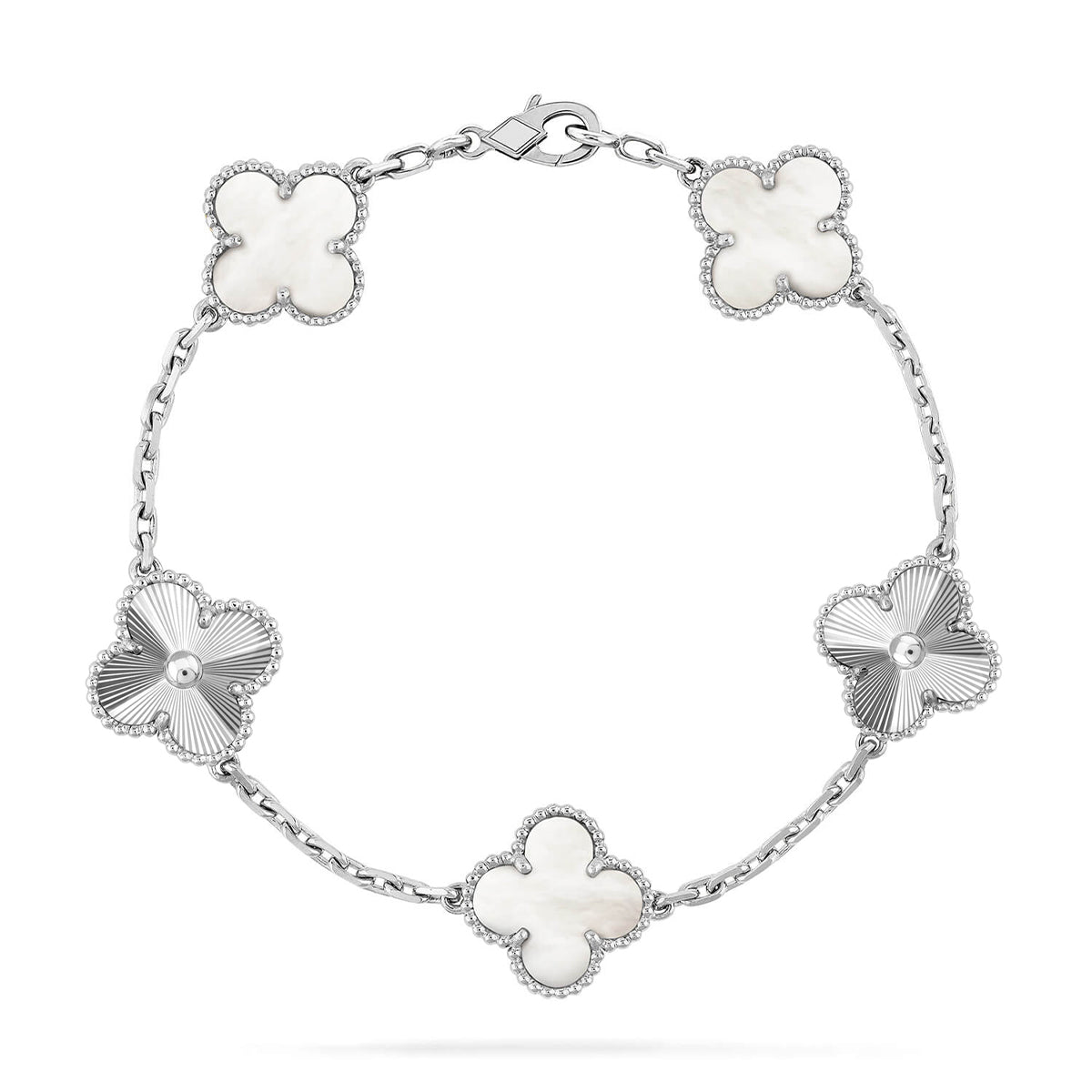[Aura Jewels]New CLOVER WHITE PEARL MOP 5 MOTIF BRACELET COLLECTION