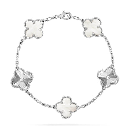 [Aura Jewels]New CLOVER WHITE PEARL MOP 5 MOTIF BRACELET COLLECTION