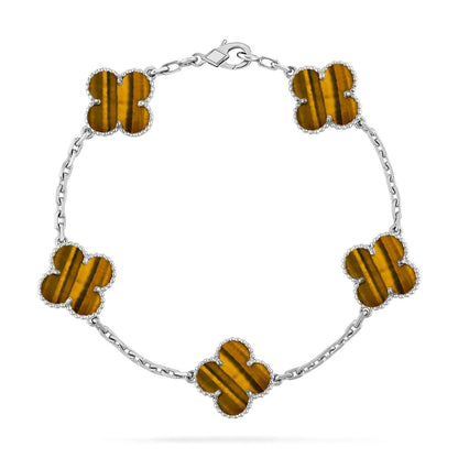 [Aura Jewels]New  CLOVER 5 MOTIFS TIGER EYE BRACELET COLLECTION