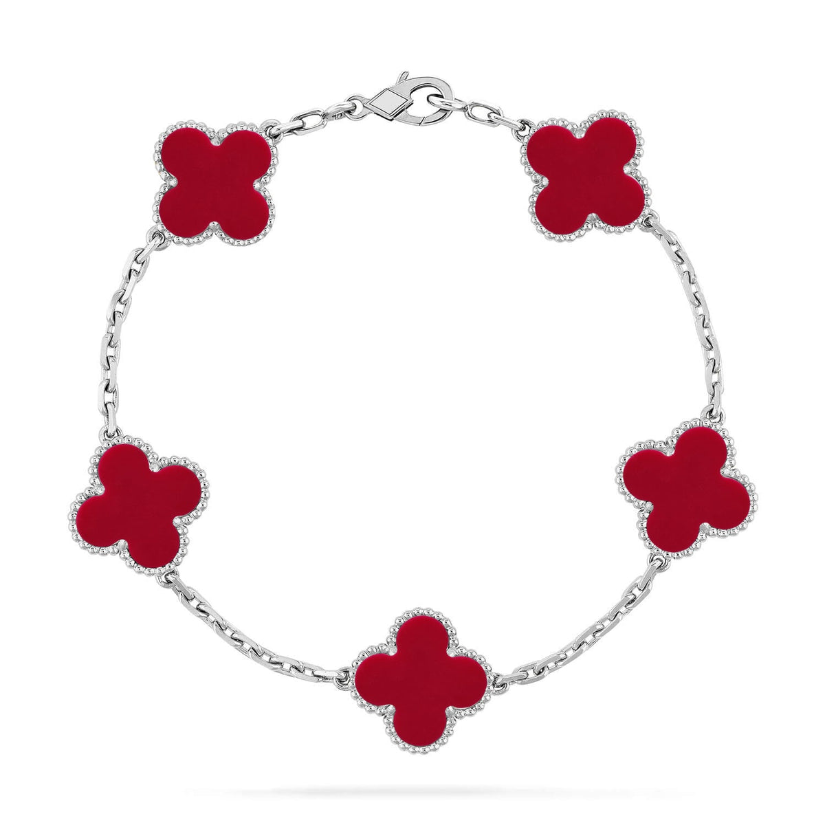 [Aura Jewels]New  CLOVER 5 MOTIF RED CORNELIAN BRACELET COLLECTION