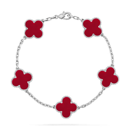 [Aura Jewels]New  CLOVER 5 MOTIF RED CORNELIAN BRACELET COLLECTION