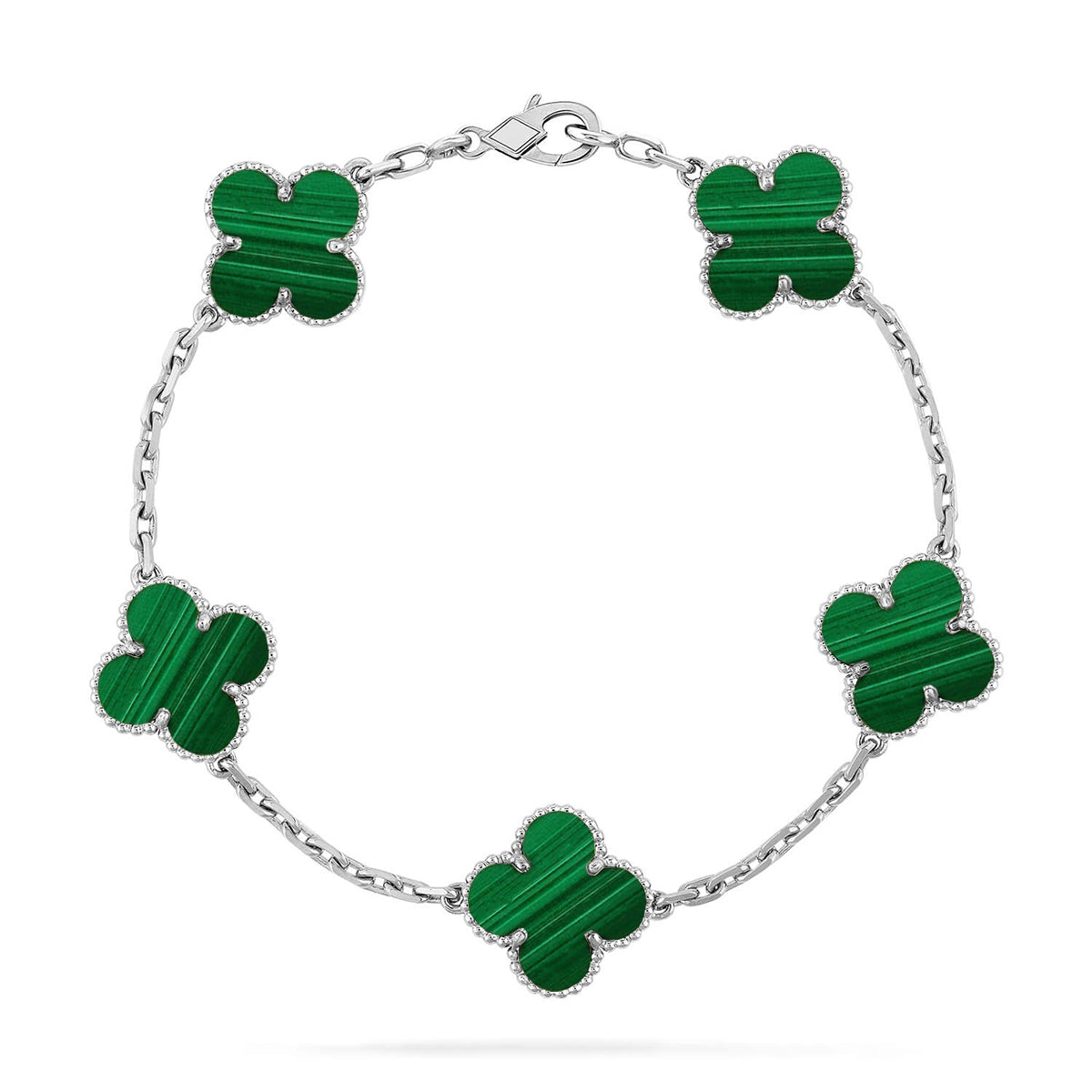 [Aura Jewels]New  CLOVER 5 MOTIF MALACHITE BRACELET COLLECTION