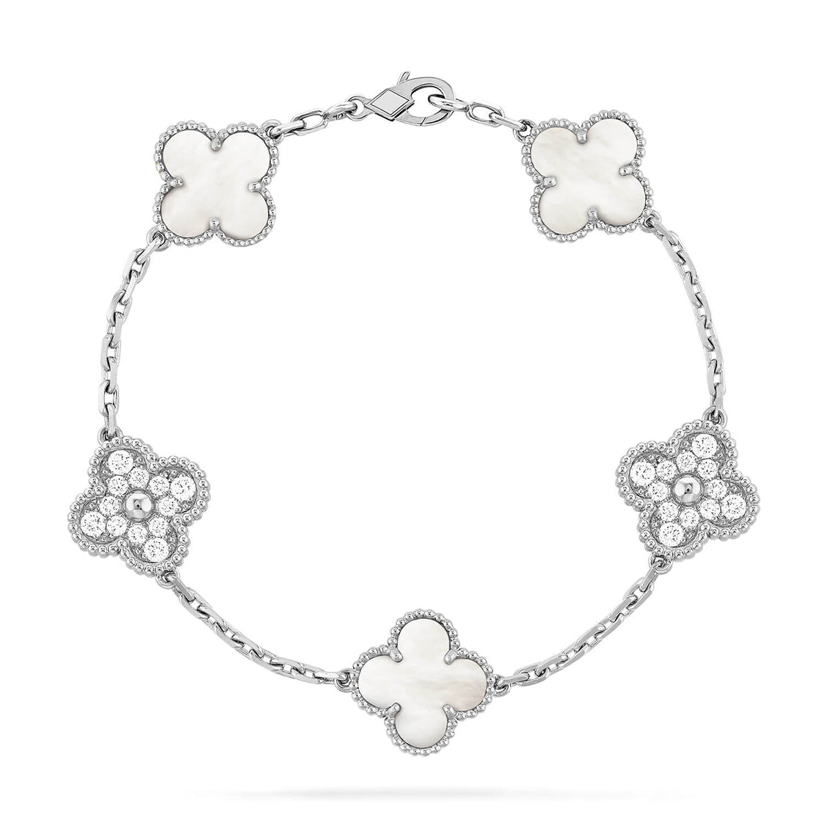 [Aura Jewels]New CLOVER WHITE PEARL MOP 5 MOTIF BRACELET COLLECTION