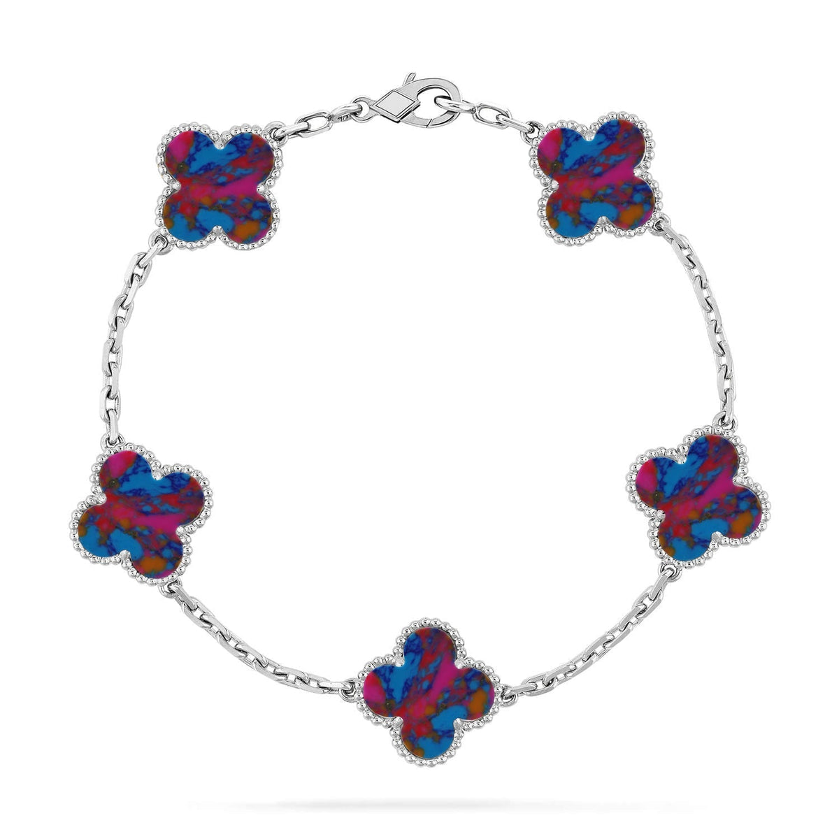 [Aura Jewels]New CLOVER 5 MOTIF COLOR GEMSTONES BRACELET COLLECTION