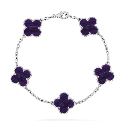 [Aura Jewels]New CLOVER 5 MOTIF PURPLE STRIPES BRACELET COLLECTION
