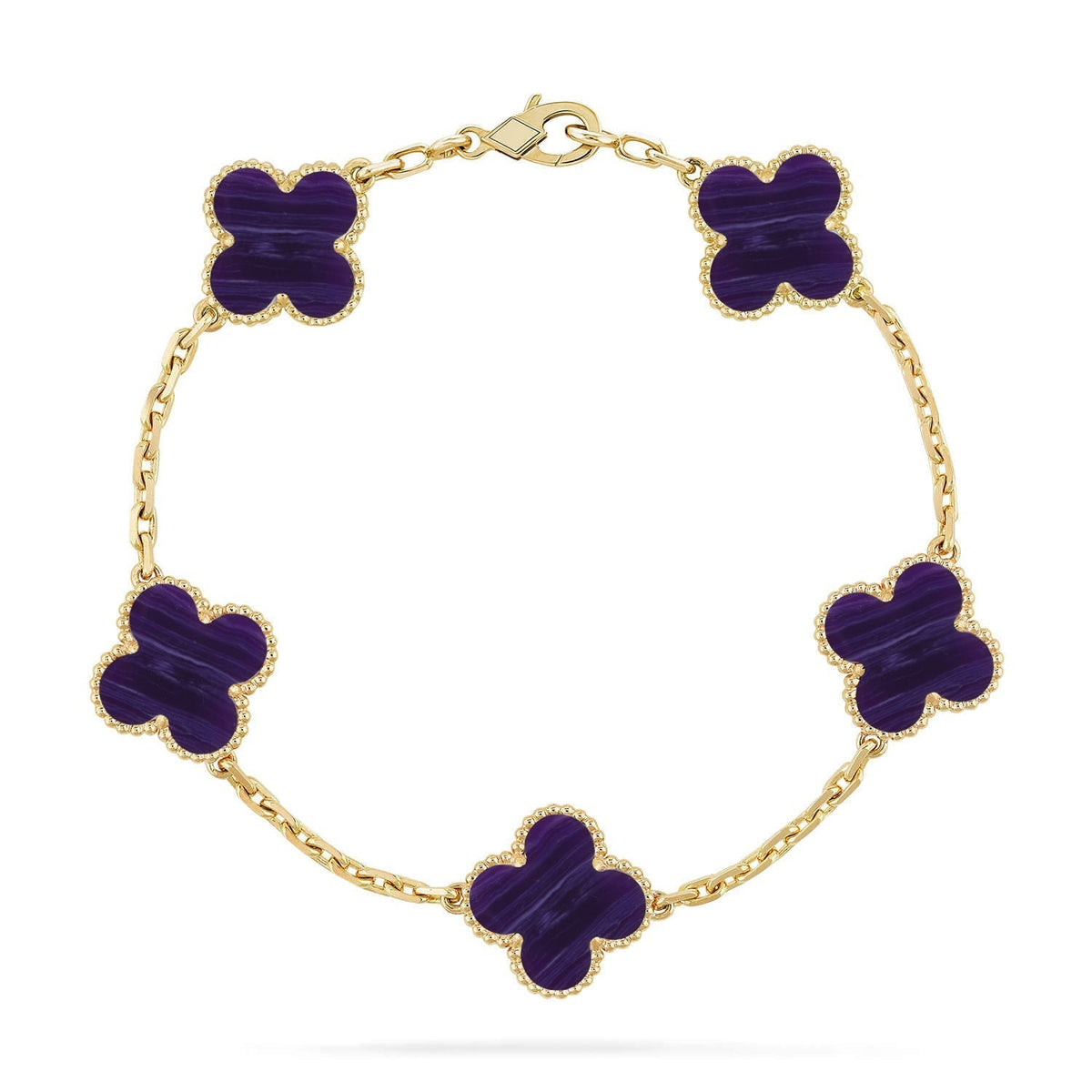 [Aura Jewels]New CLOVER 5 MOTIF PURPLE STRIPES BRACELET COLLECTION