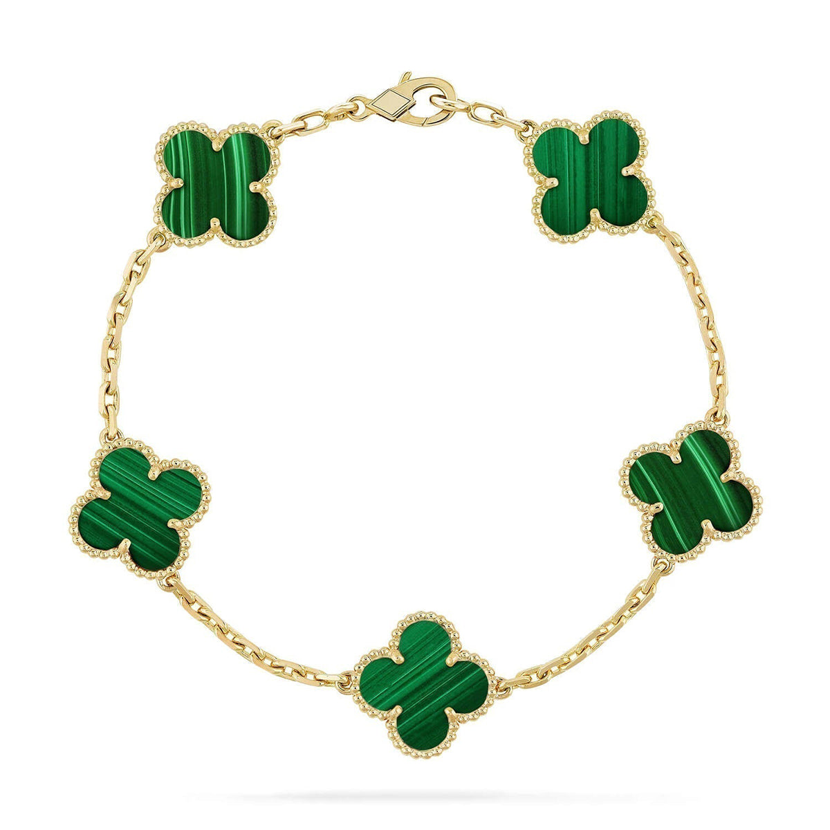 [Aura Jewels]New  CLOVER 5 MOTIF MALACHITE BRACELET COLLECTION