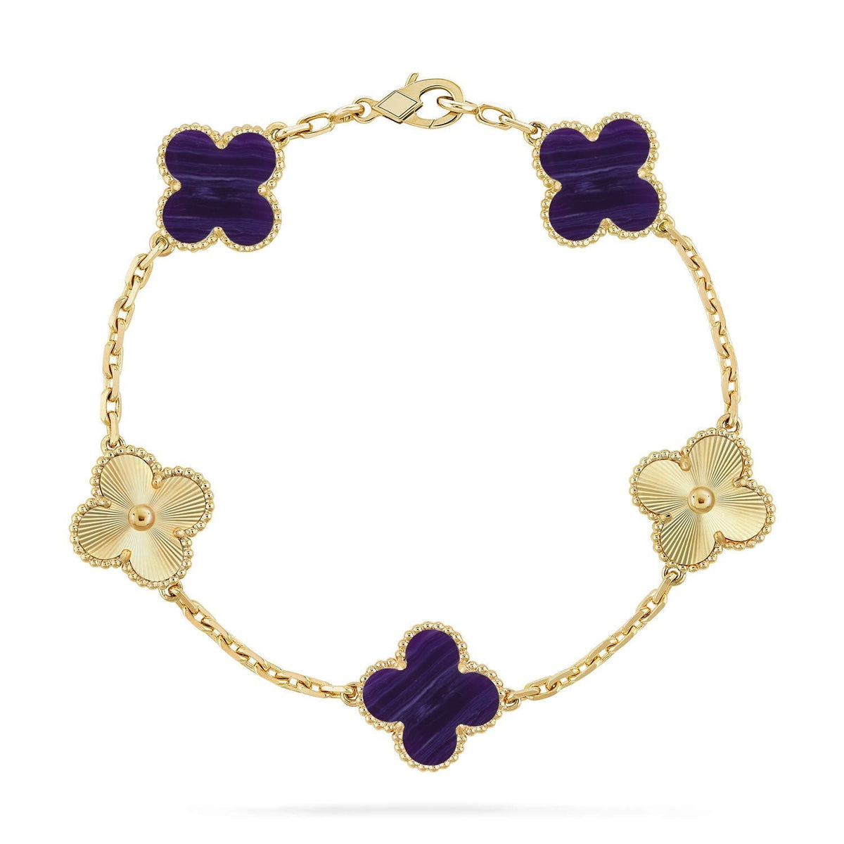 [Aura Jewels]New CLOVER 5 MOTIF PURPLE STRIPES BRACELET COLLECTION