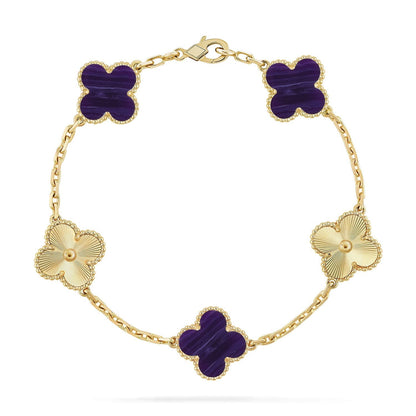 [Aura Jewels]New CLOVER 5 MOTIF PURPLE STRIPES BRACELET COLLECTION