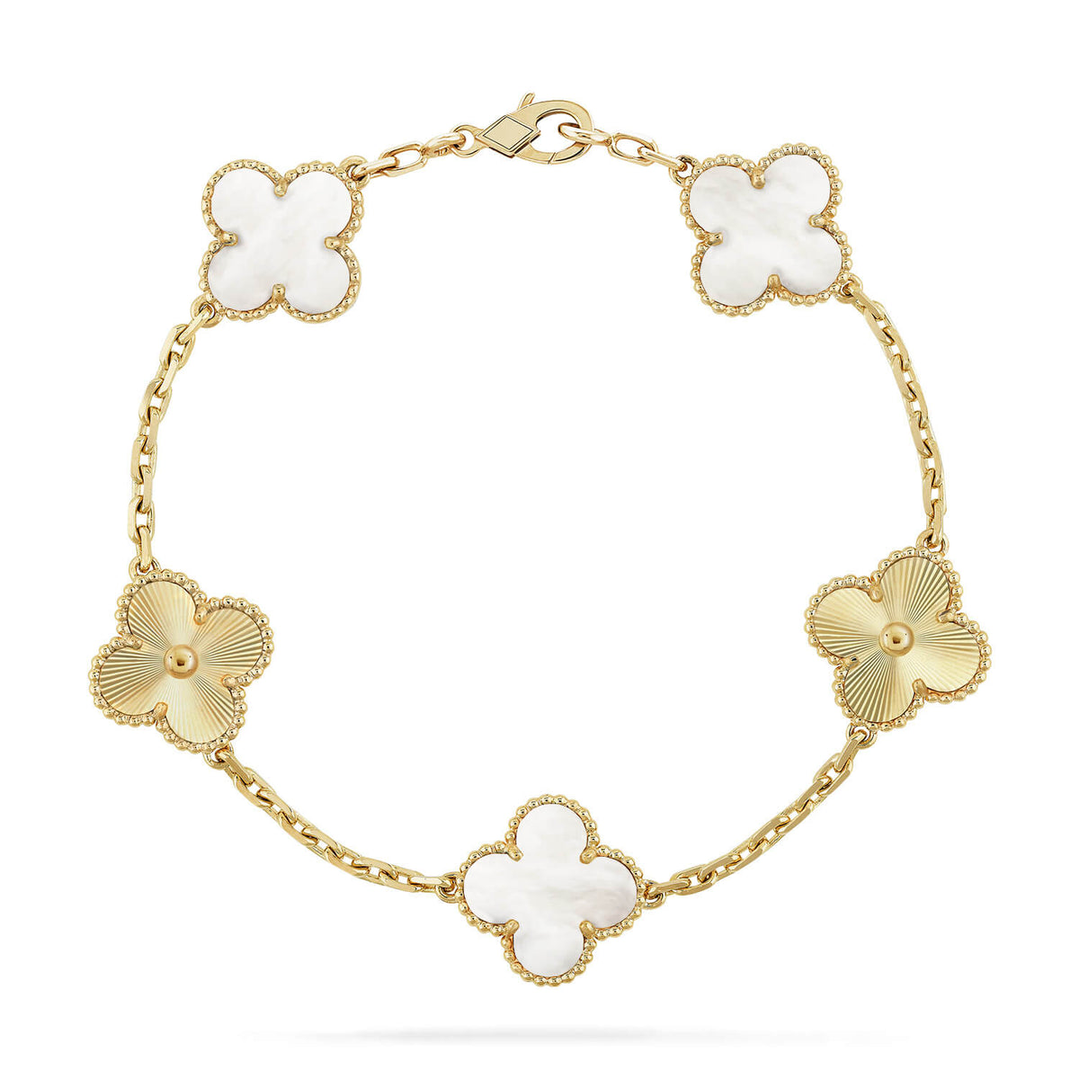 [Aura Jewels]New CLOVER WHITE PEARL MOP 5 MOTIF BRACELET COLLECTION