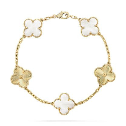 [Aura Jewels]New CLOVER WHITE PEARL MOP 5 MOTIF BRACELET COLLECTION