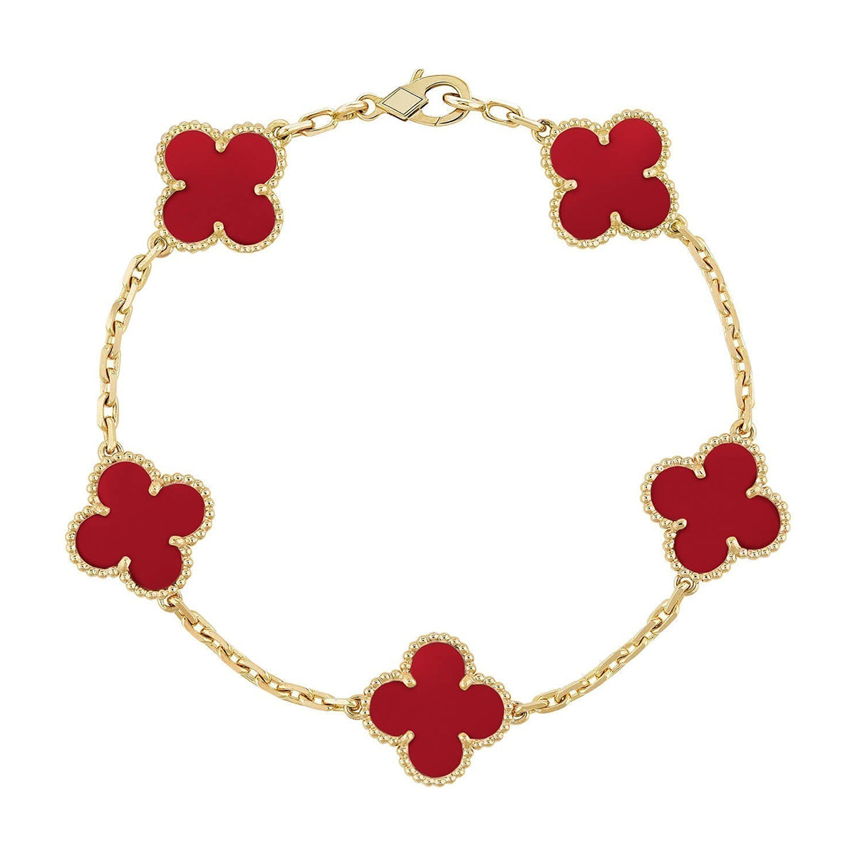 [Aura Jewels]New  CLOVER 5 MOTIF RED CORNELIAN BRACELET COLLECTION