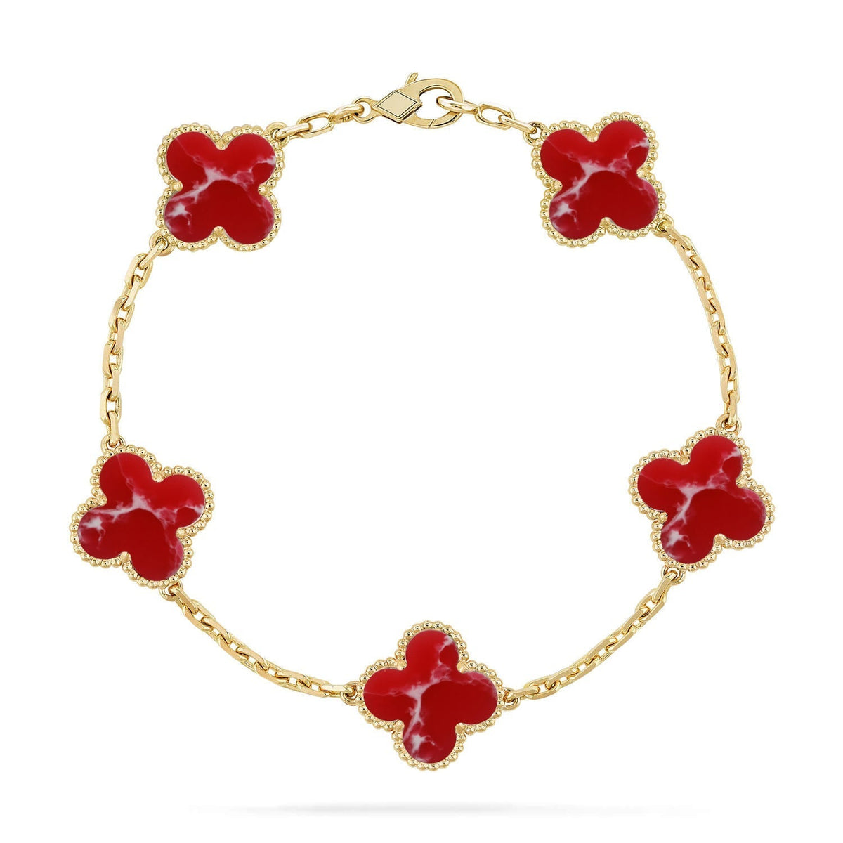 [Aura Jewels]New CLOVER 5 MOTIF RED PATTERN BRACELET COLLECTION