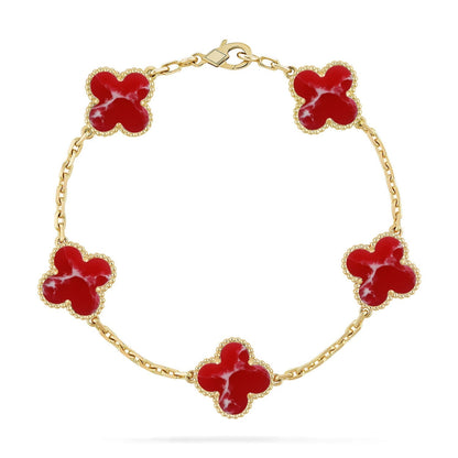[Aura Jewels]New CLOVER 5 MOTIF RED PATTERN BRACELET COLLECTION