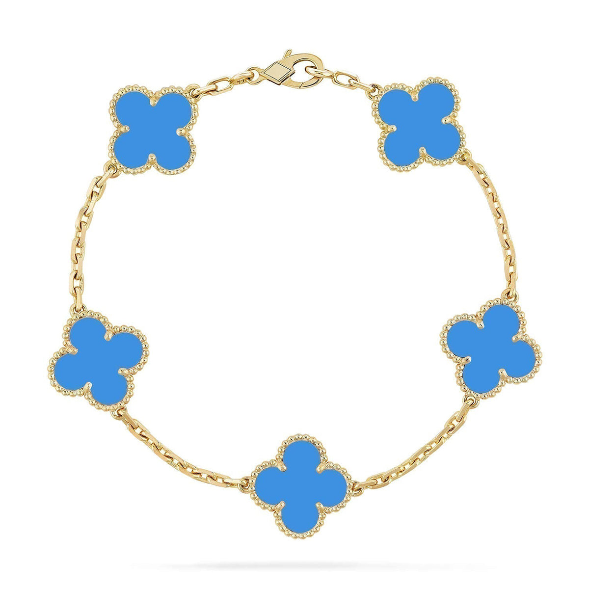 [Aura Jewels]New CLOVER 5 MOTIF BLUE AGATE BRACELET COLLECTION