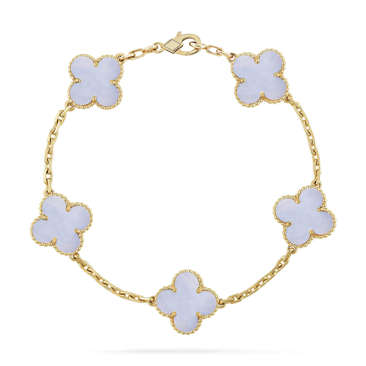 [Aura Jewels]New  CLOVER 5 MOTIF PURPLE CHALCEDONY BRACELET COLLECTION