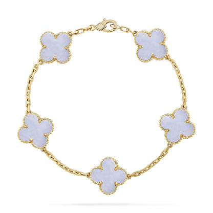 [Aura Jewels]New  CLOVER 5 MOTIF PURPLE CHALCEDONY BRACELET COLLECTION