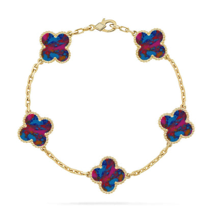 [Aura Jewels]New CLOVER 5 MOTIF COLOR GEMSTONES BRACELET COLLECTION