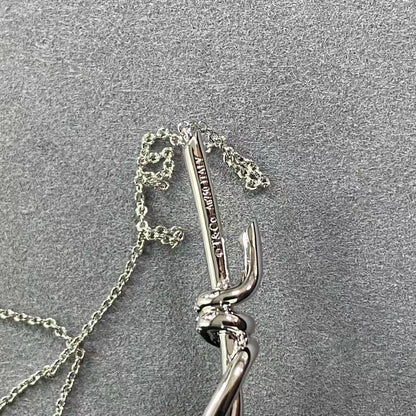 [Aura Jewels]T House Diamond-Studded Knot Necklace