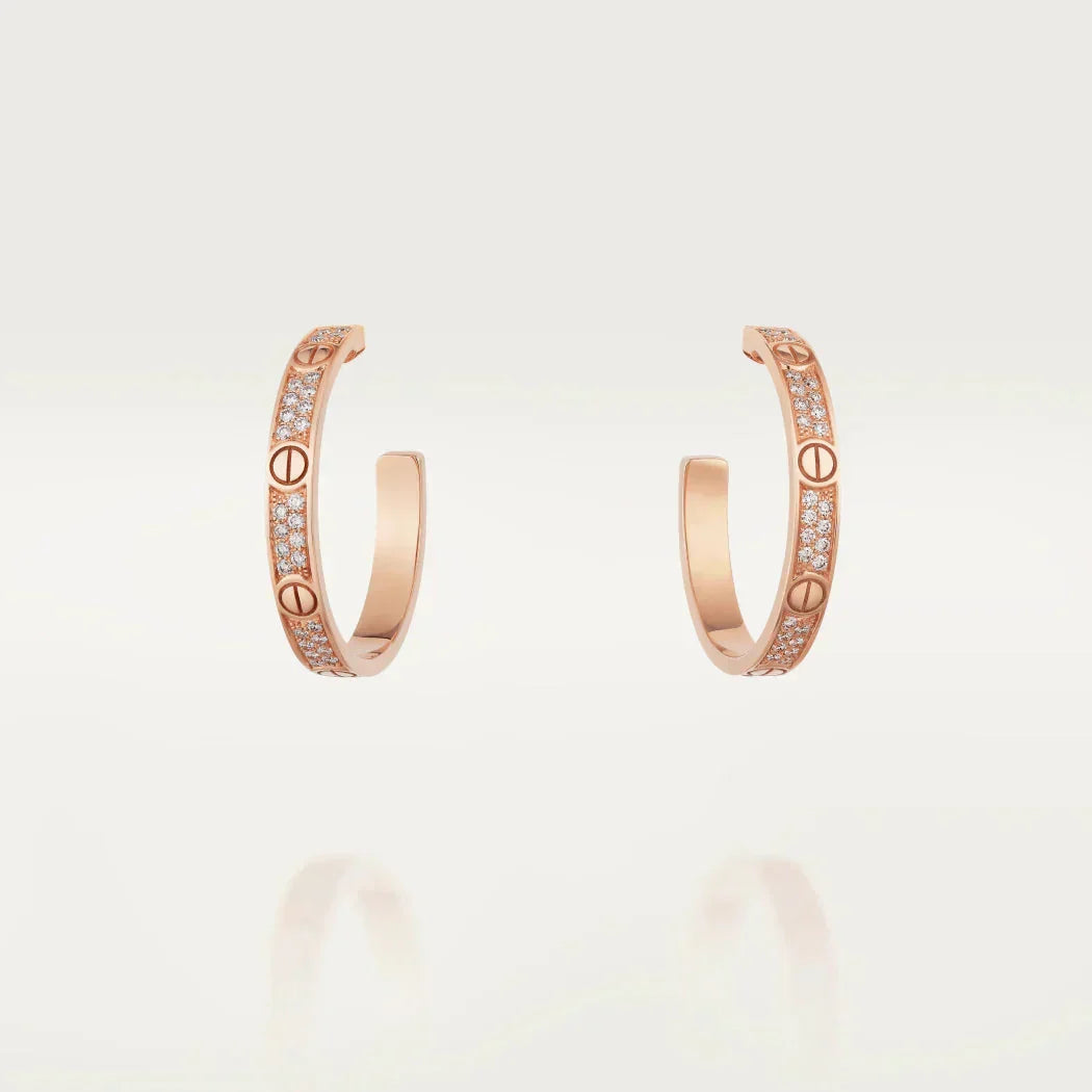 ¡®Aura Jewels¡¯LOVE DIAMOND PINK GOLD HOOP EARRINGS