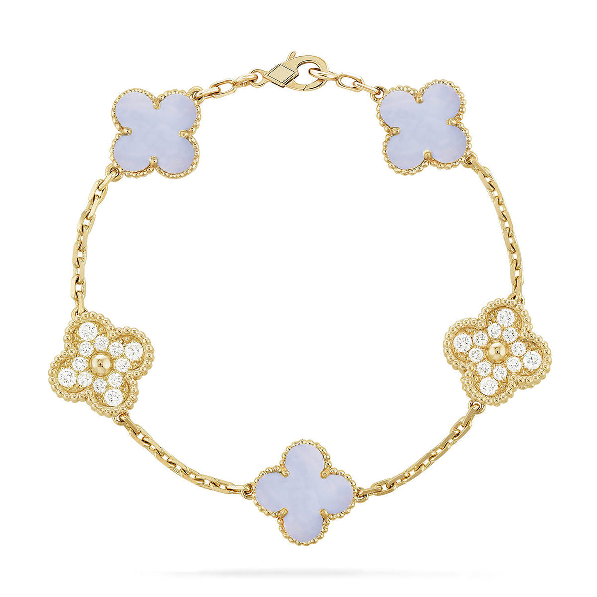 [Aura Jewels]New  CLOVER 5 MOTIF PURPLE CHALCEDONY BRACELET COLLECTION