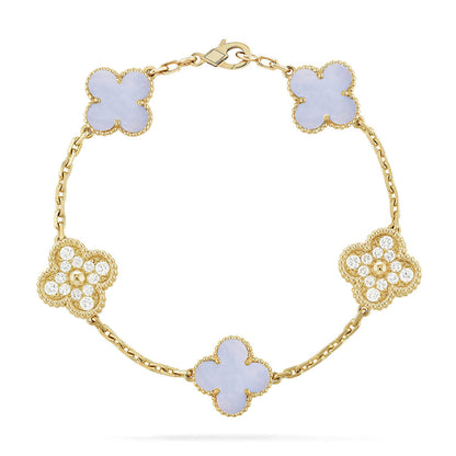 [Aura Jewels]New  CLOVER 5 MOTIF PURPLE CHALCEDONY BRACELET COLLECTION