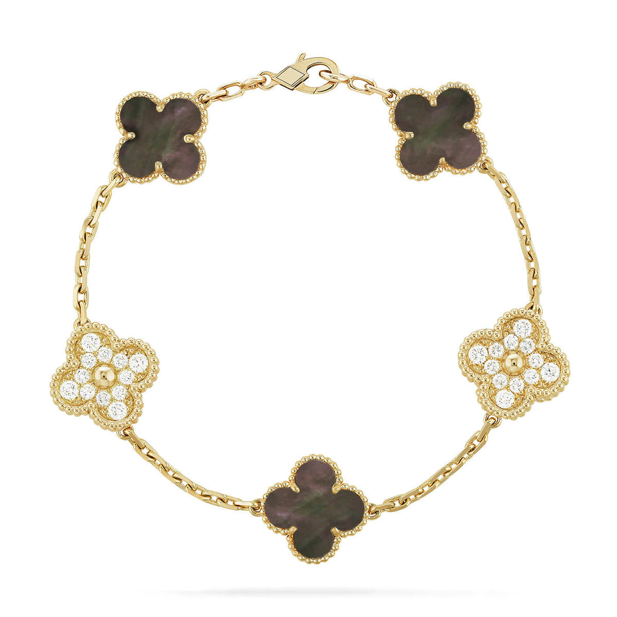 [Aura Jewels]New CLOVER 5 MOTIF GRAY MOP BRACELET COLLECTION