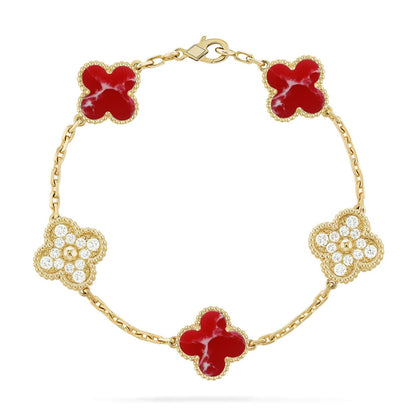 [Aura Jewels]New CLOVER 5 MOTIF RED PATTERN BRACELET COLLECTION