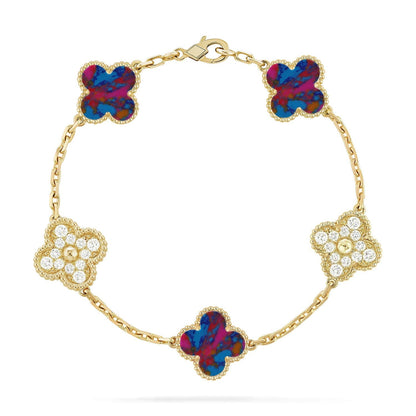 [Aura Jewels]New CLOVER 5 MOTIF COLOR GEMSTONES BRACELET COLLECTION