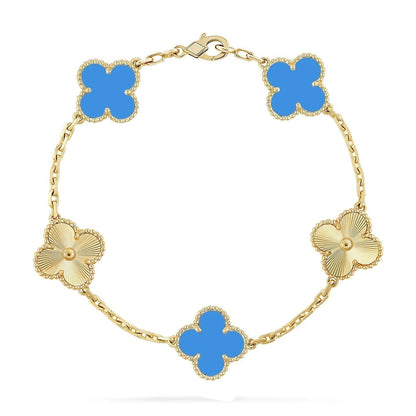 [Aura Jewels]New CLOVER 5 MOTIF BLUE AGATE BRACELET COLLECTION