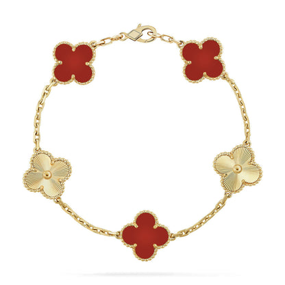 [Aura Jewels]New  CLOVER 5 MOTIF RED CORNELIAN BRACELET COLLECTION