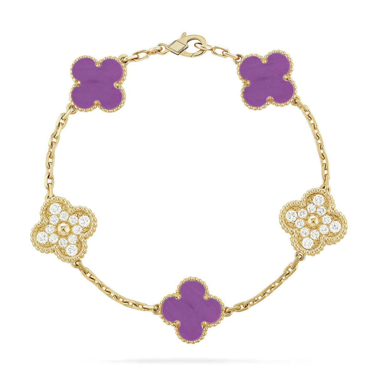 [Aura Jewels]New  CLOVER 5 MOTIF VIOLET BRACELET COLLECTION