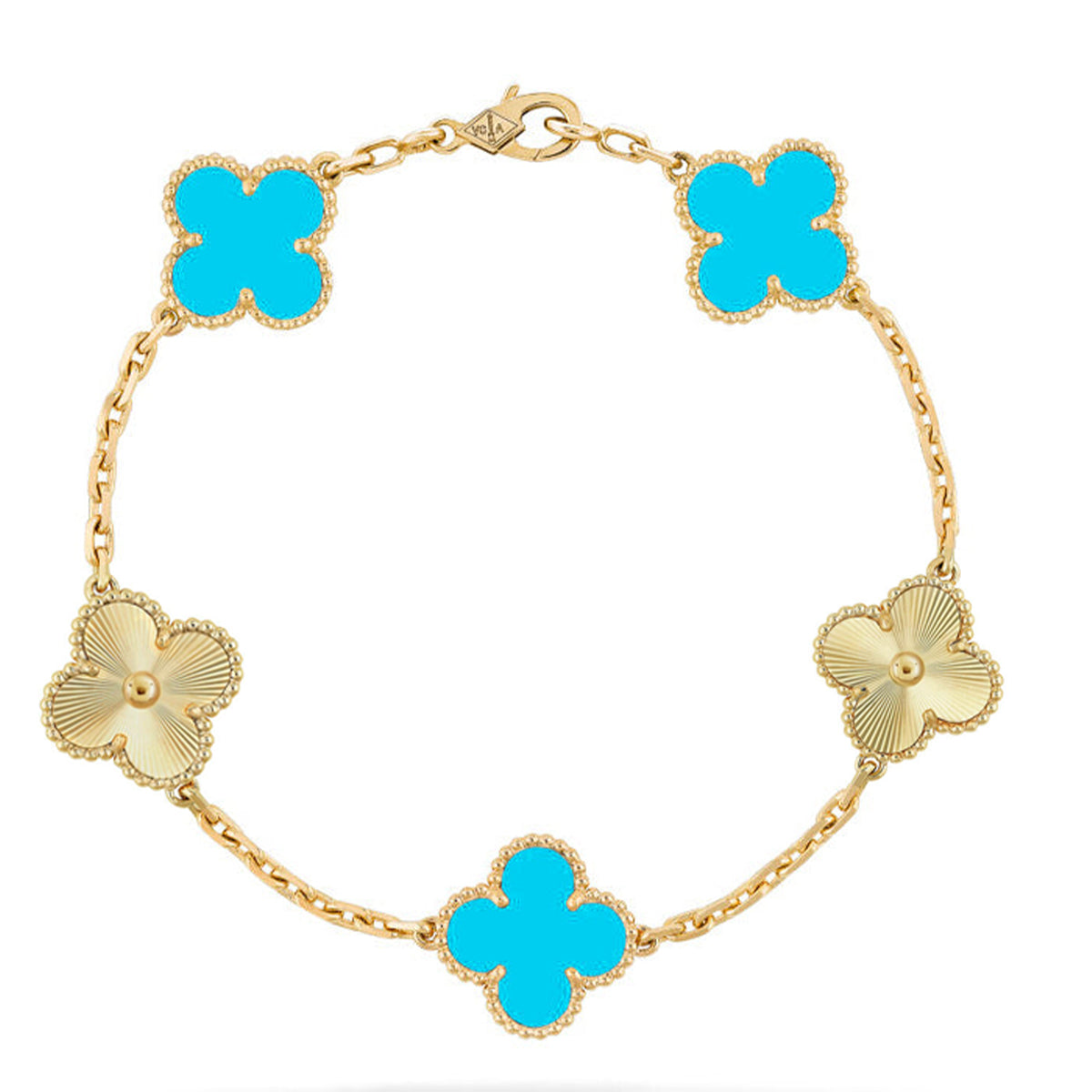 [Aura Jewels]New  CLOVER 5 MOTIF TURQUOISE BRACELET COLLECTION