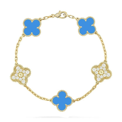[Aura Jewels]New CLOVER 5 MOTIF BLUE AGATE BRACELET COLLECTION