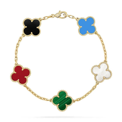 [Aura Jewels]New CLOVER 5 MOTIFS MULTICOLOR BRACELET